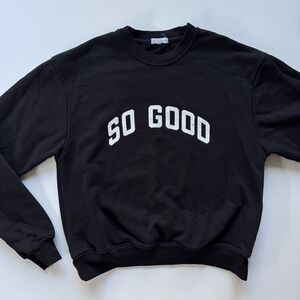GOOD‎ AMERICAN "So Good" Pullover Sweatshirt Womens 1/Small Black Heavyweight
